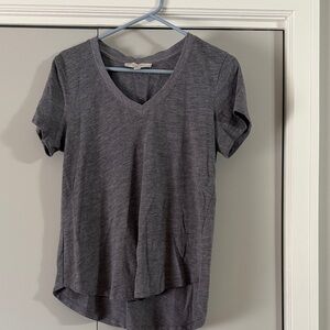 LOFT Charcoal V-Neck Short Sleeve Tee